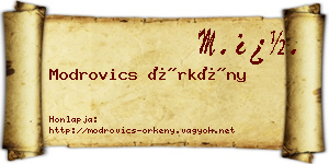 Modrovics Örkény névjegykártya